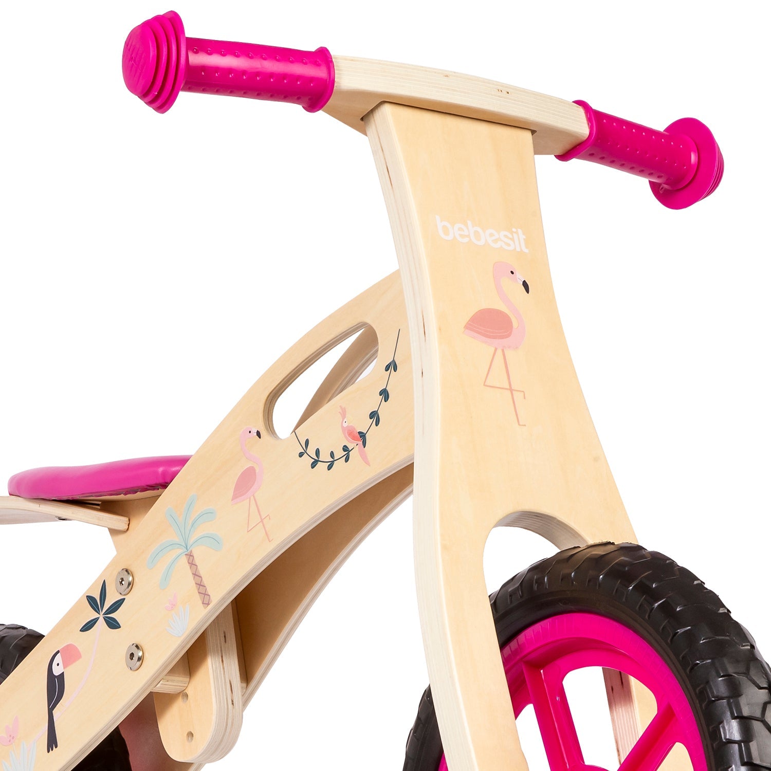 Balance Bike Bicicleta de Equilibrio Aprendizaje Madera Flamenco Rosa
