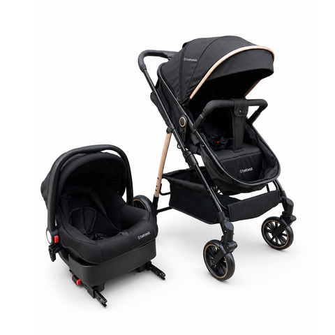 Coche Cuna Travel System Aureo Isofix Gold Negro Bebesit