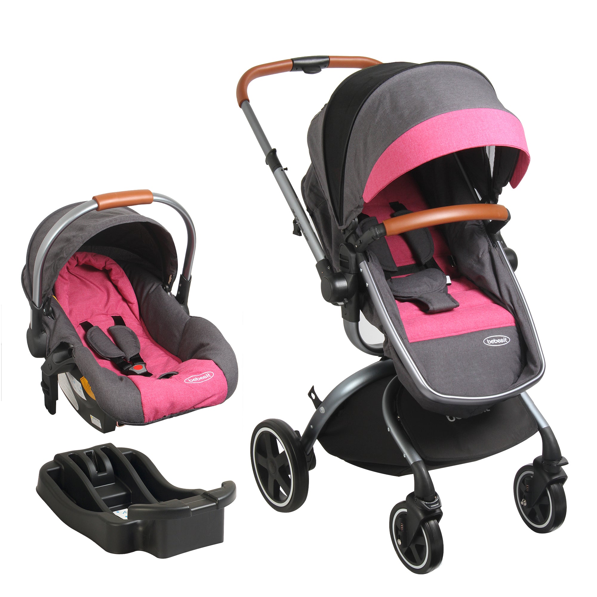 Coche Cuna travel system Deluxe 360° Rosado