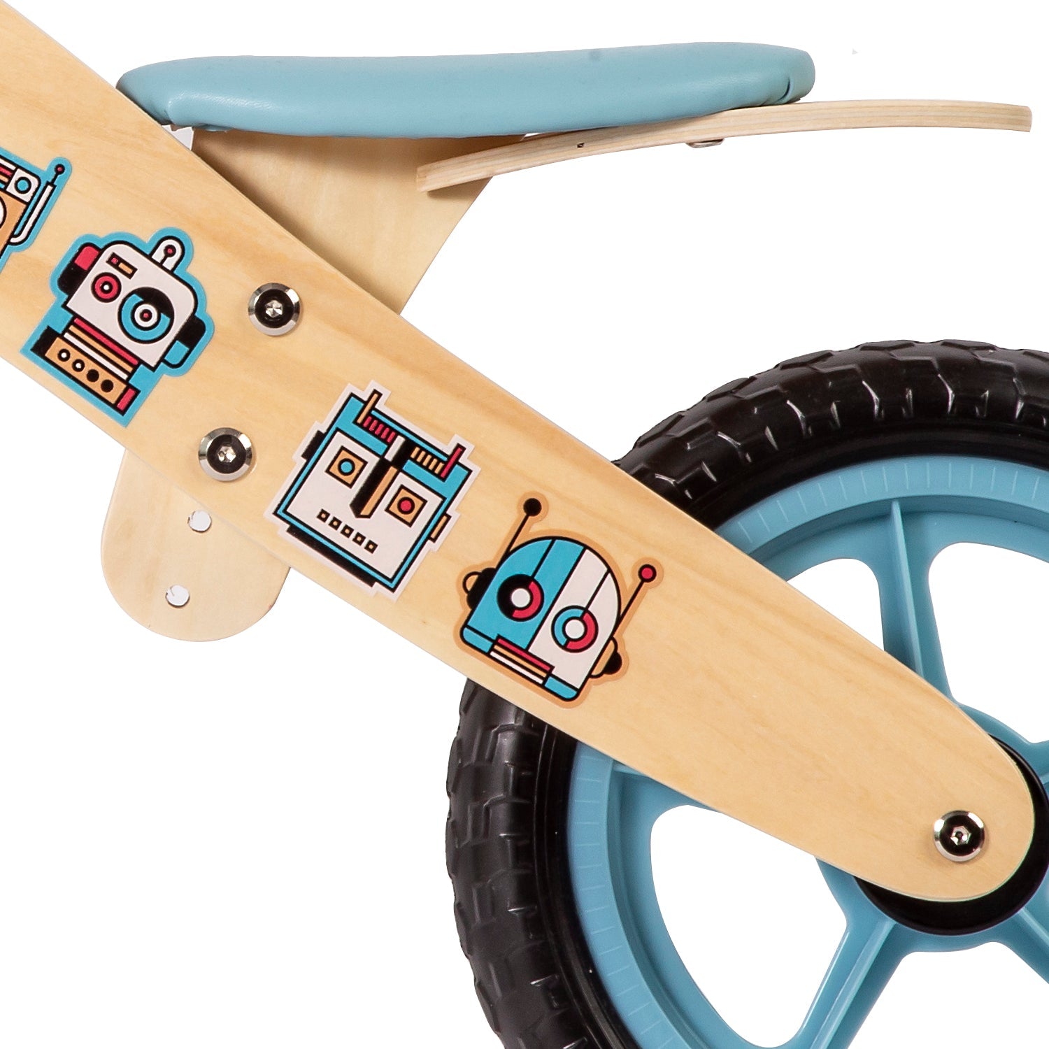 Balance Bike Bicicleta de Equilibrio Aprendizaje Madera Robot Celeste