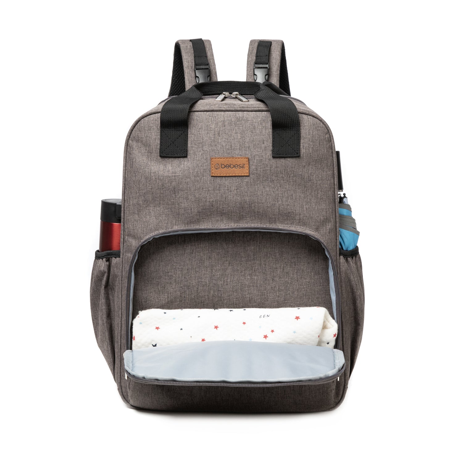 Mochila Maternal 3 En 1 Pañalera Cuna y Mudador Portátil Gris