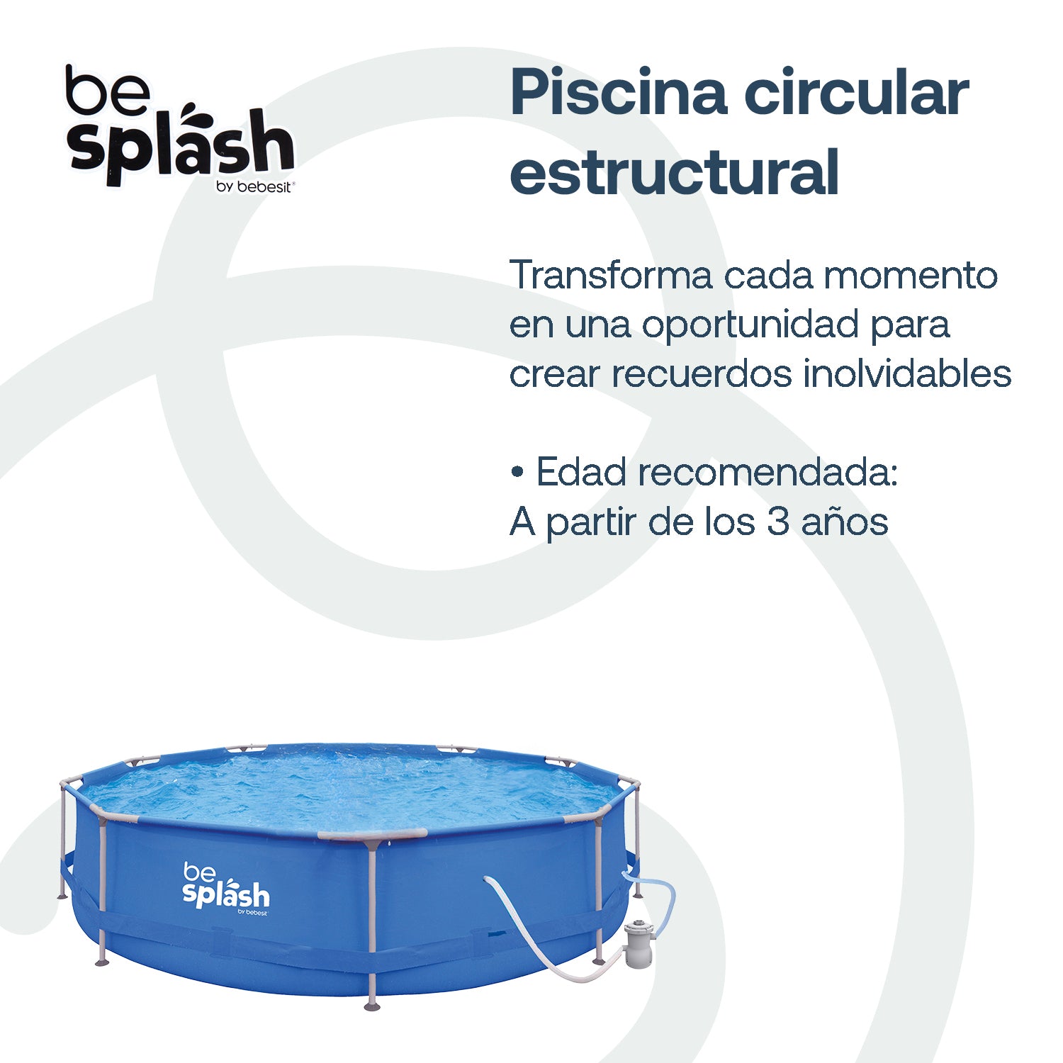 Piscina Estructural con Bomba y Cobertor 360x76cm BeSplash