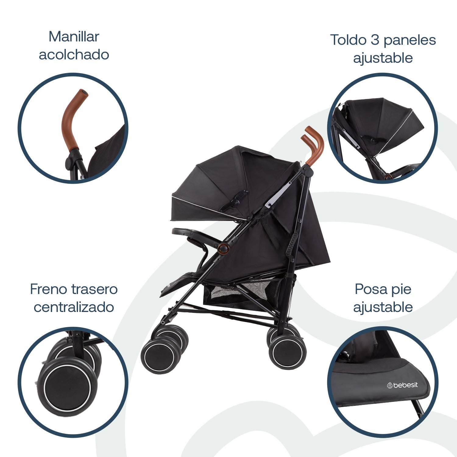 Coche Paragua Magic Ride Fiesta Negro Bebesit