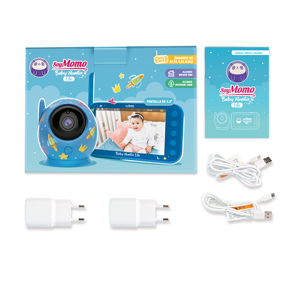 Monitor Soymomo Lite Pantalla 4.3 Visión Nocturna Colores Azul