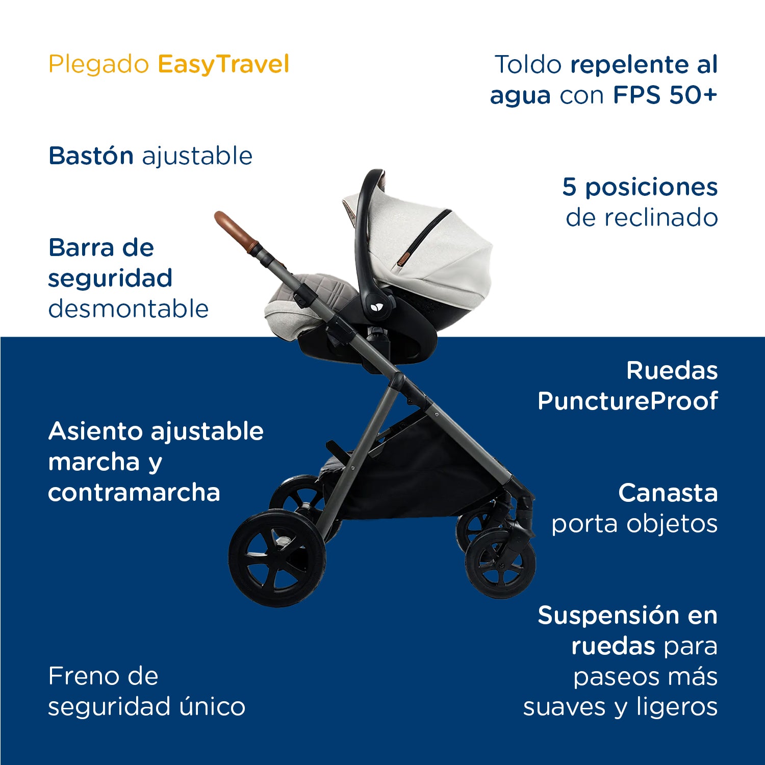 Coche Paseo Aeria Ajustable Oyster