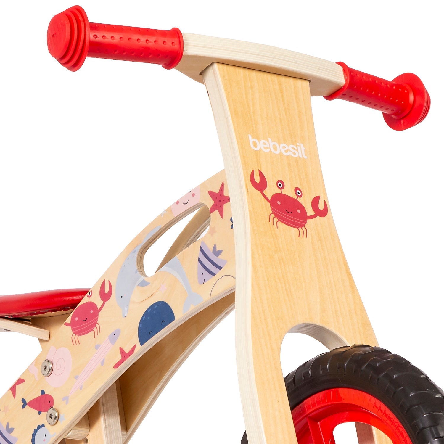 Balance Bike Bicicleta de Equilibrio Madera Océano Rojo