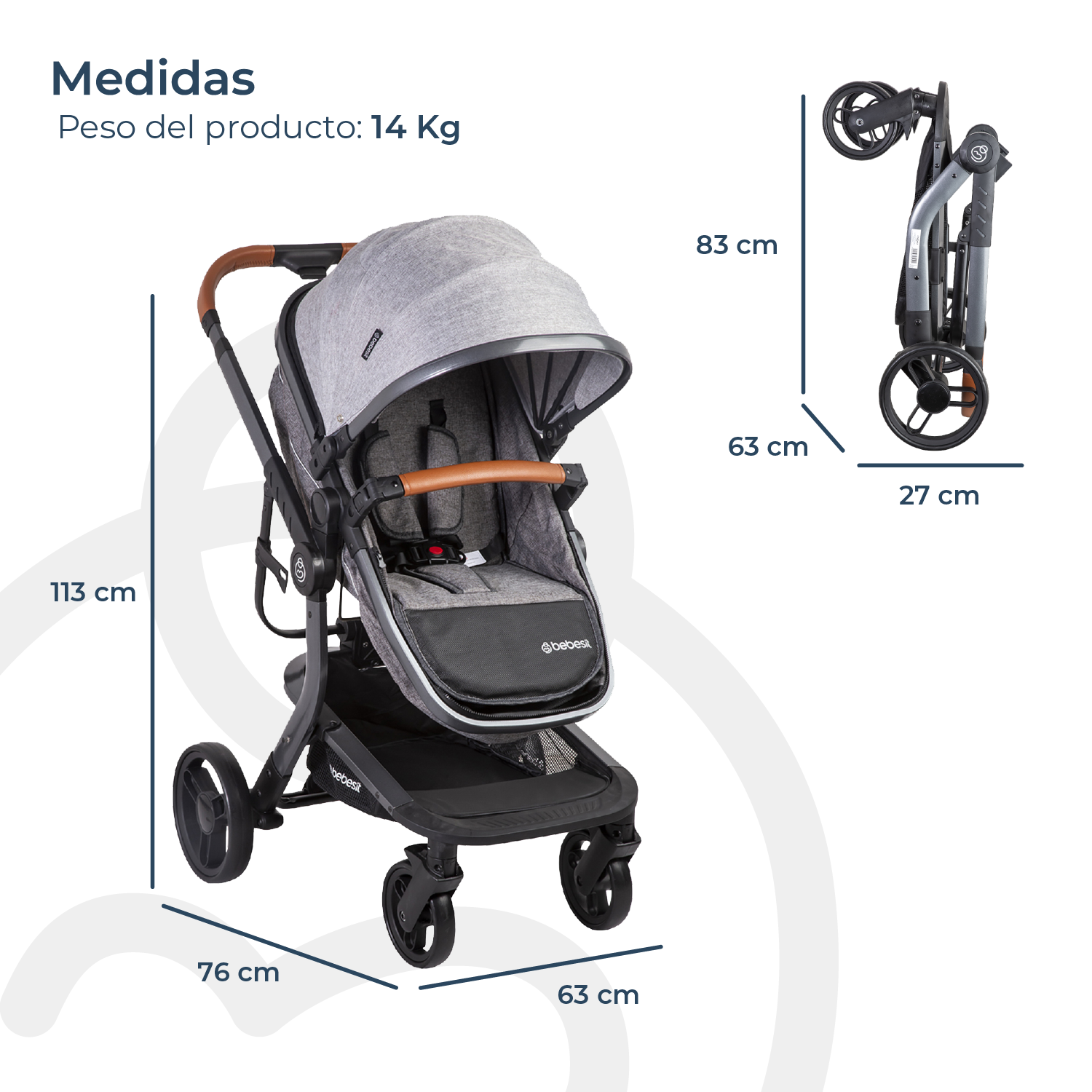 Coche Cuna travel system Taurus Gris