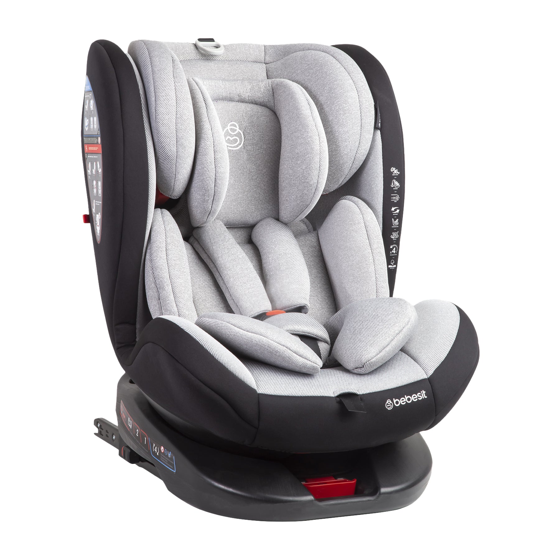 Silla de Auto Convertible 360° Isofix  Saturn Gris claro