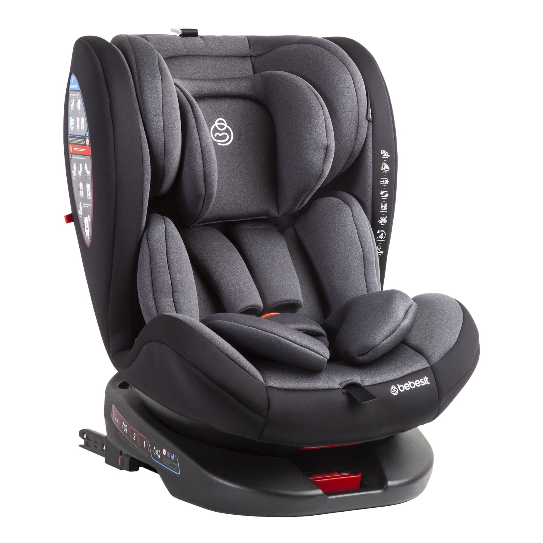 Silla de Auto Convertible 360° Isofix Saturn Gris