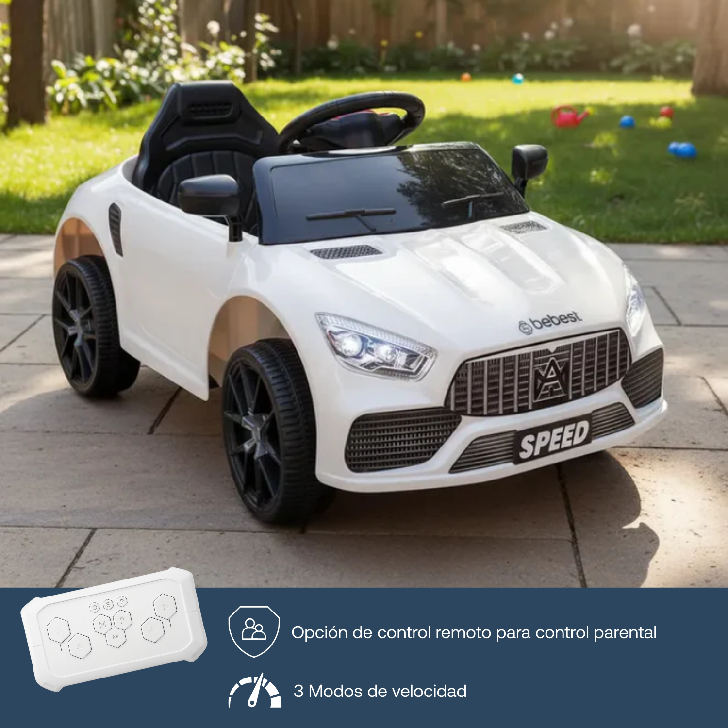 Auto Eléctrico Meche Premium Niños Niñas Infantil Blanco