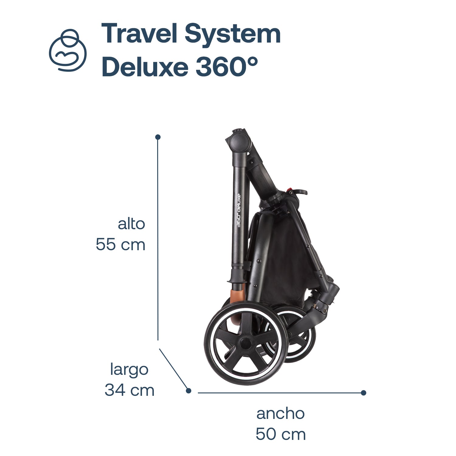 Coche Cuna travel system Deluxe 360° SX  Negro