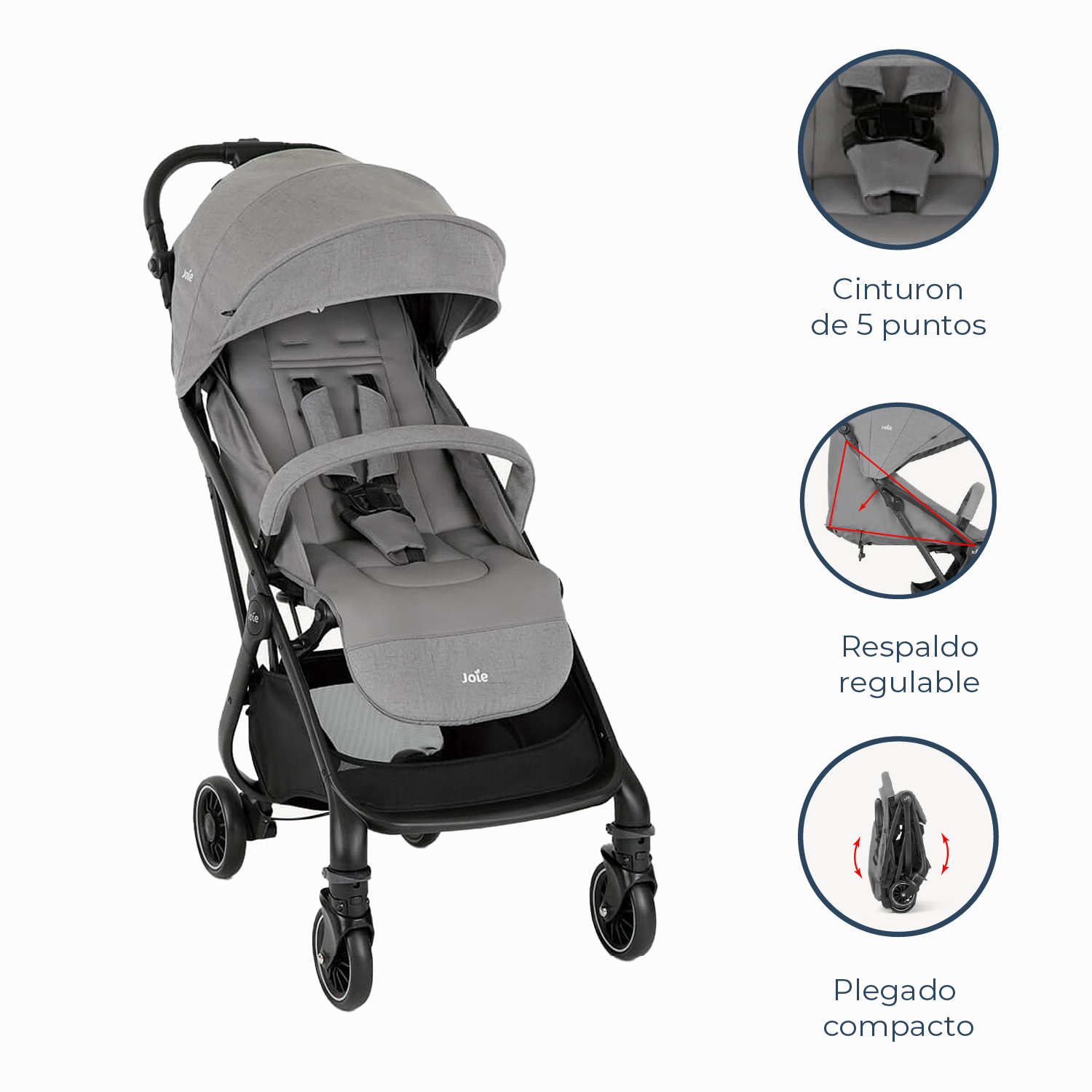 Coche Paseo Compacto 3 en 1 Tourist Pebble Joie