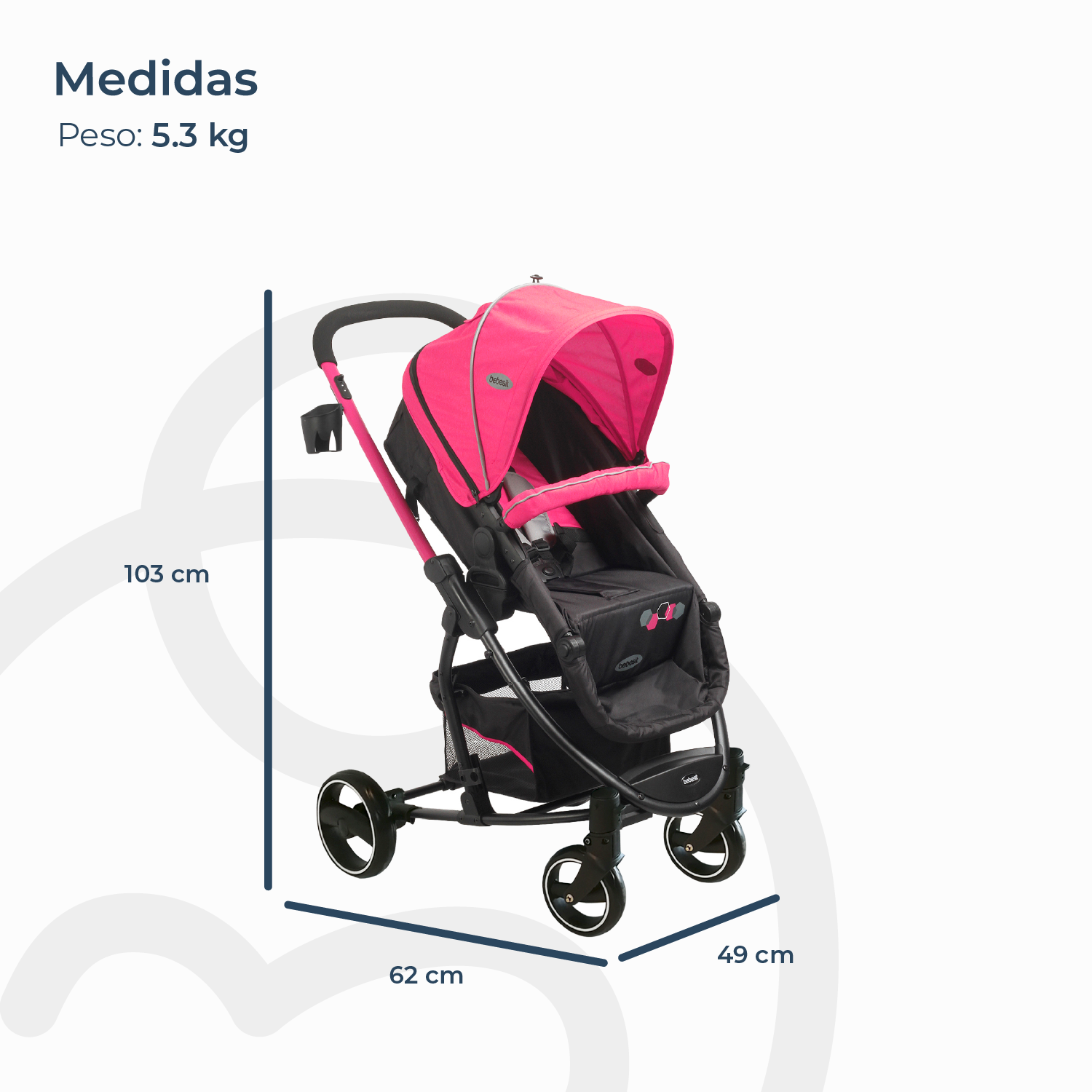 Coche Cuna travel system Alfa Nuevo Rosado
