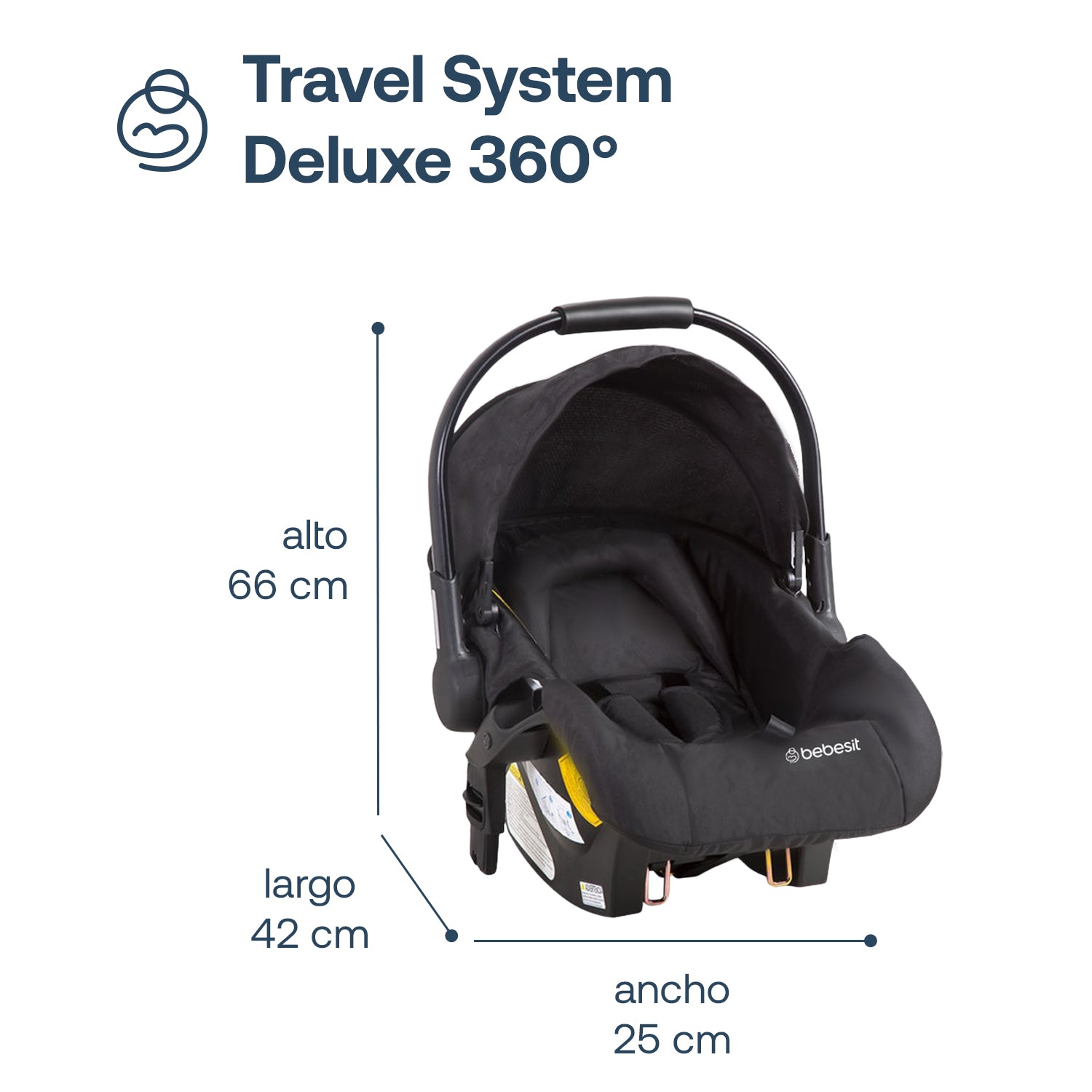 Coche Cuna travel system Deluxe 360° SX  Negro