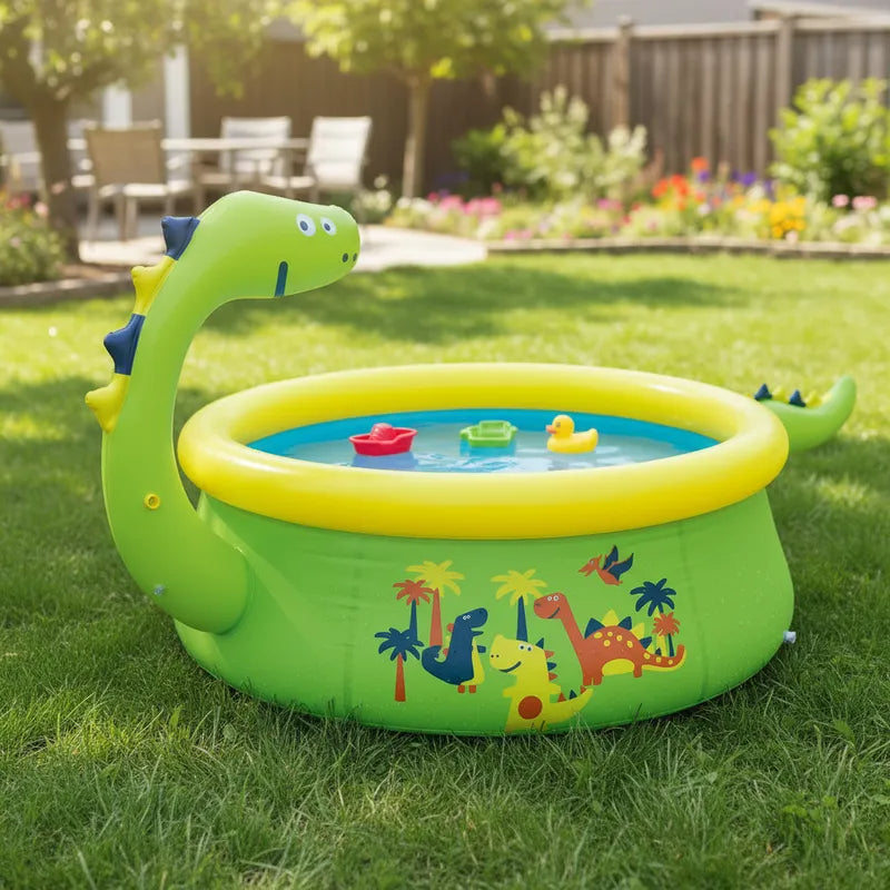 Piscina Inflable Infantil Dinosaurio Verde