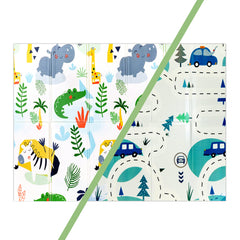 Alfombra Antigolpes Infantil Plegable con bolso 180X120 Auto y Jungla