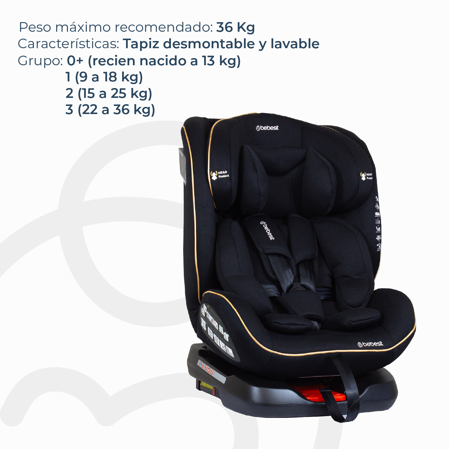 Silla de Auto Convertible Supra 360° Black Gold