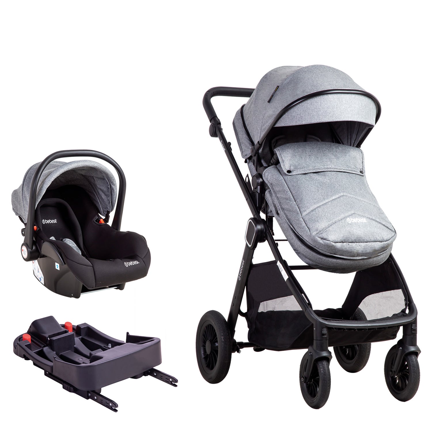 Coche Cuna Travel System Isofix Sunset Premium Gris Bebesit