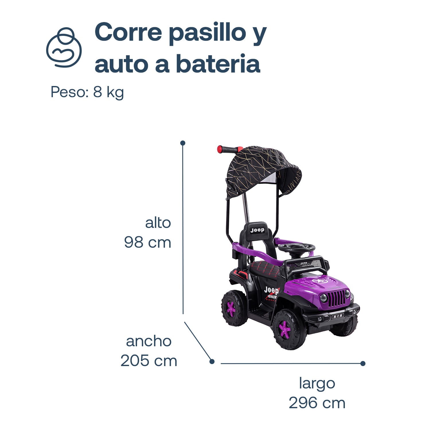 Auto Correpasillo Eléctrico Cruiser Morado Bebesit