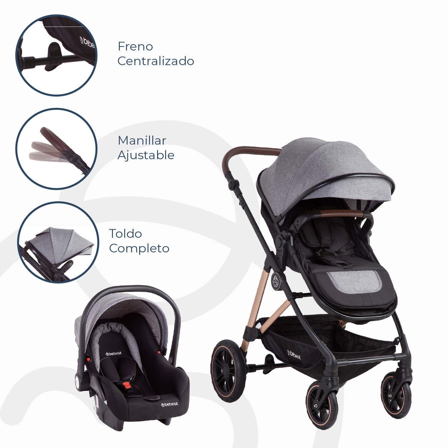 Coche Cuna travel system Neo Gris