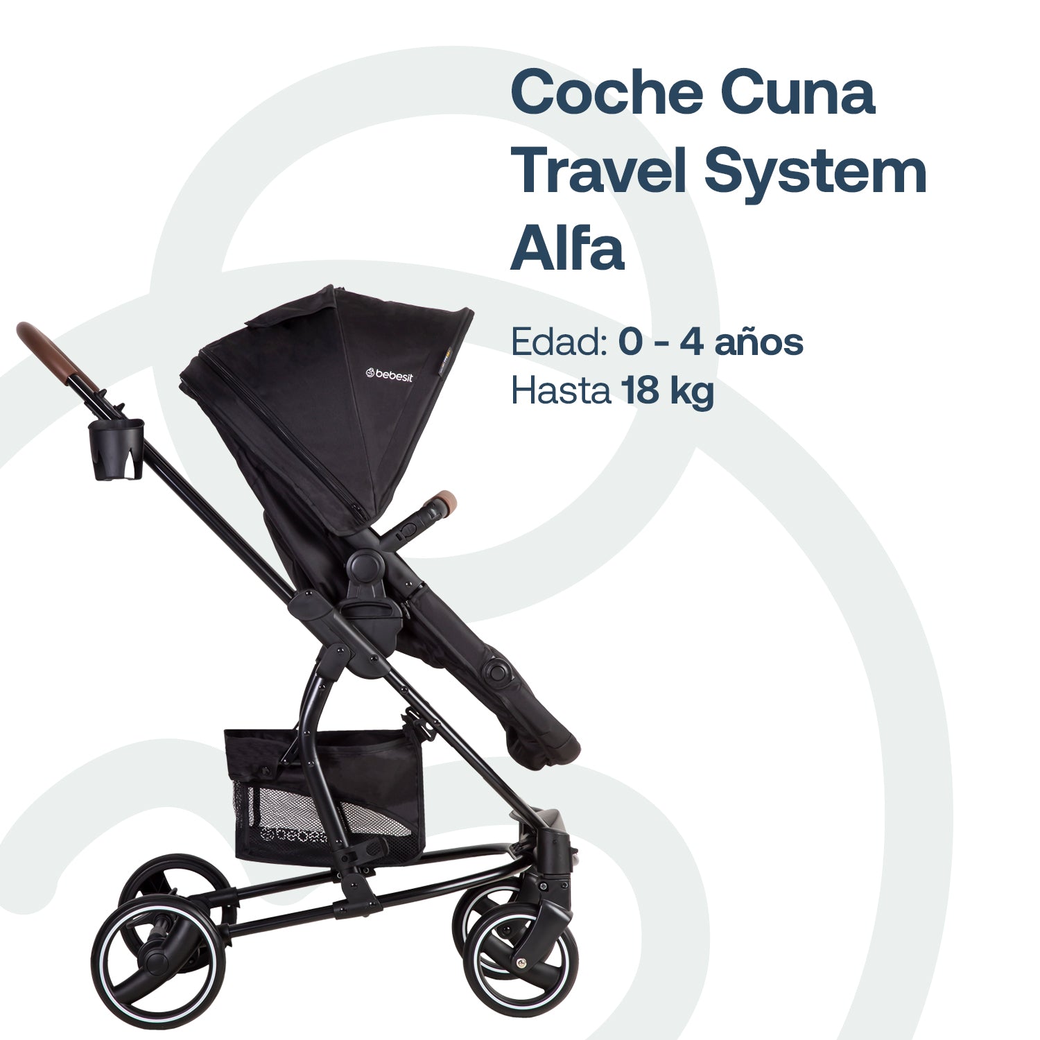 Coche Cuna travel system Alfa Nuevo Negro