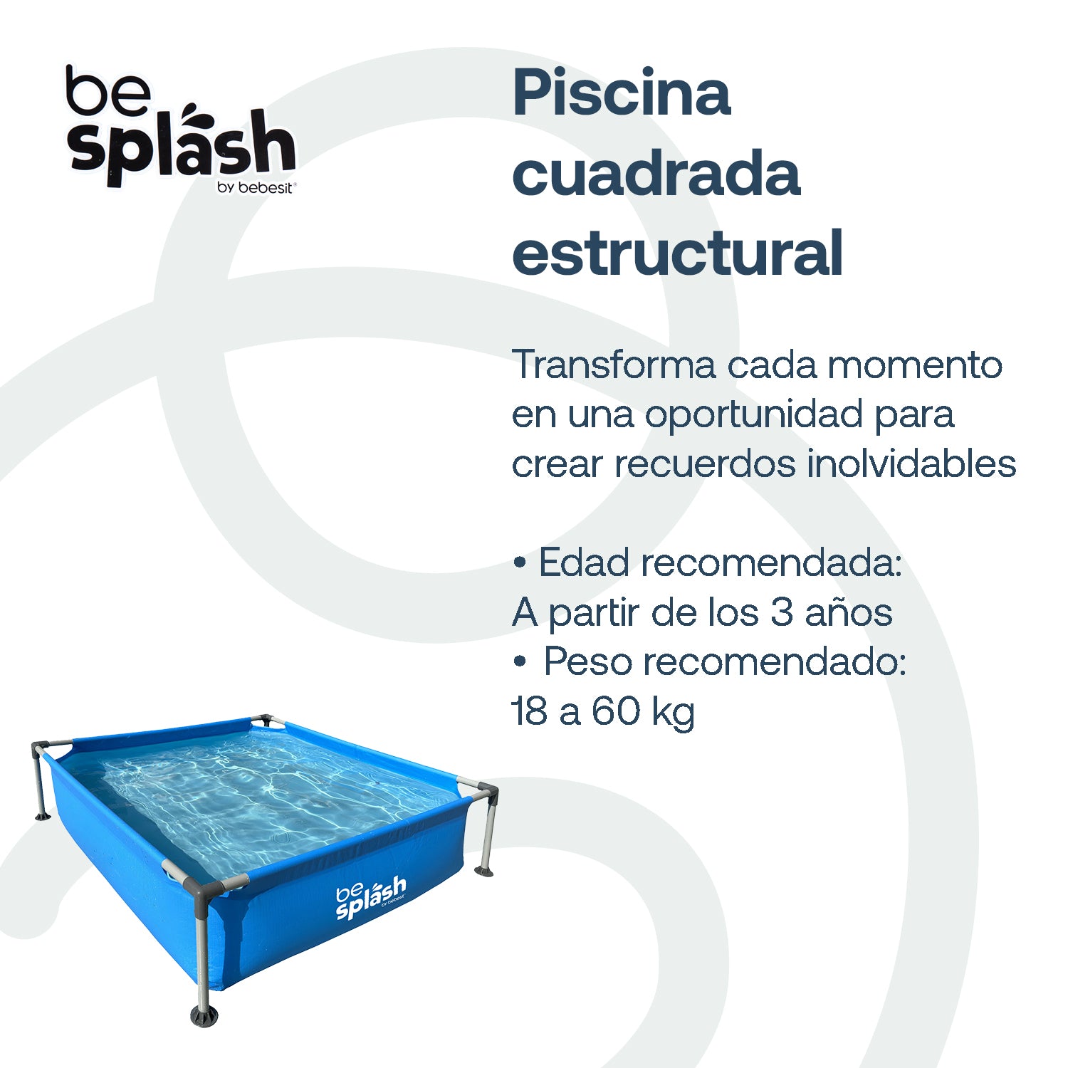 Piscina Estructural infantil de bebé 152x152x33cm BeSplash