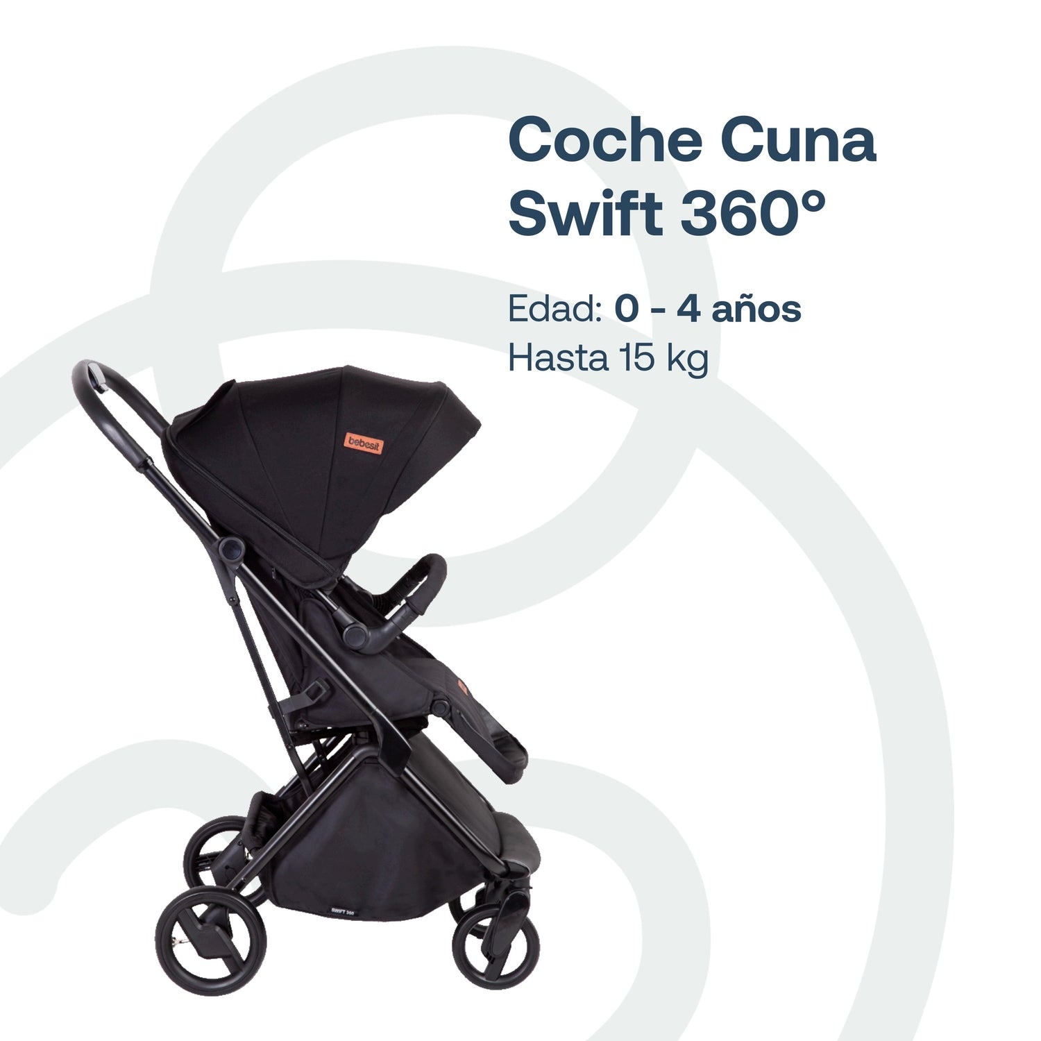 Coche Cuna travel system Swift 360 Negro