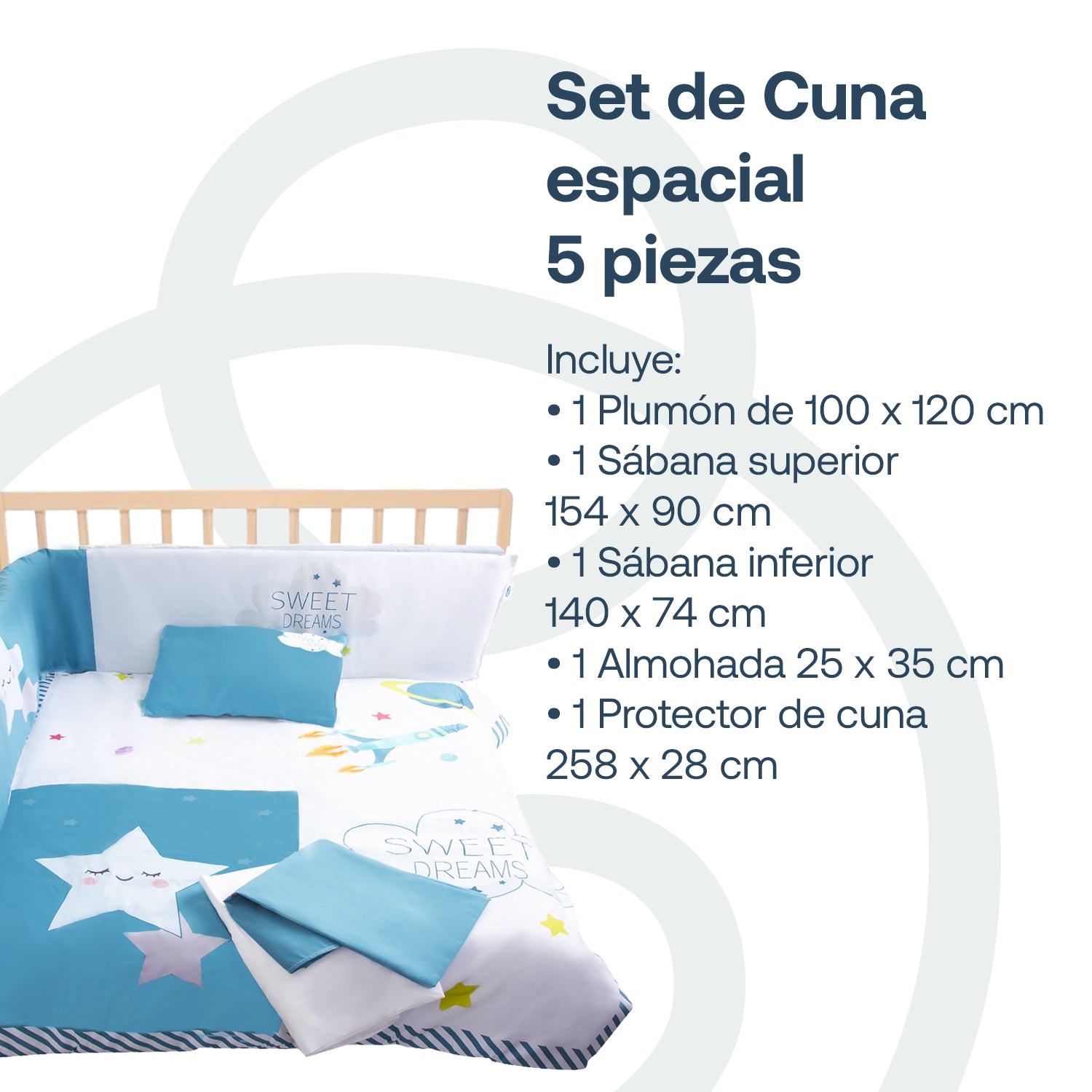 Set de Cuna Espacial 5 Piezas