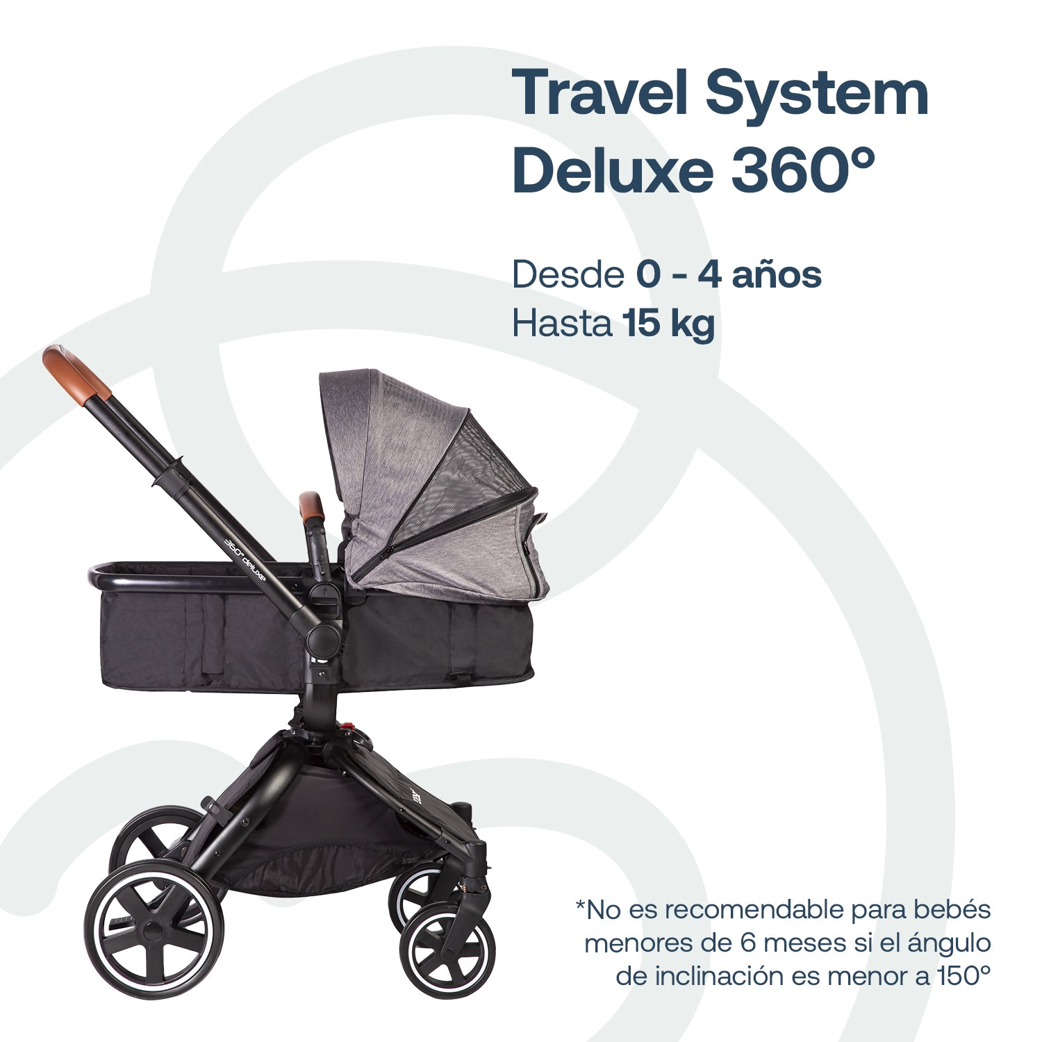 Coche Cuna travel system Deluxe 360° SX Gris