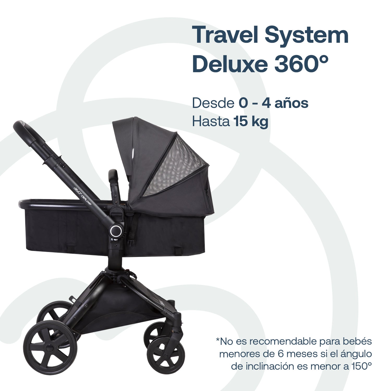 Coche Cuna travel system Deluxe 360° SX  Negro