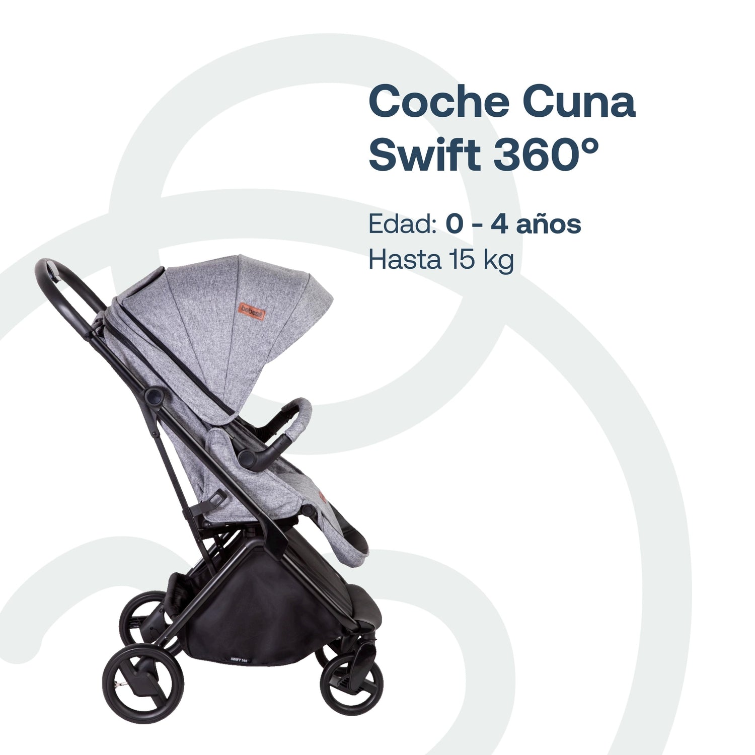 Coche Cuna travel system Swift 360 Gris