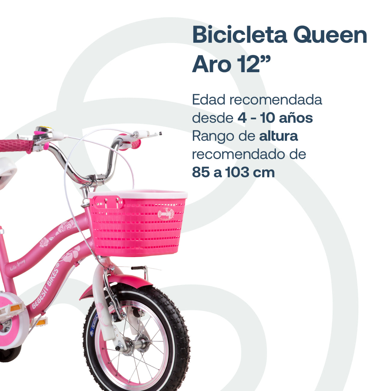 Bicicleta Infantil Queen Aro 12 Rosada