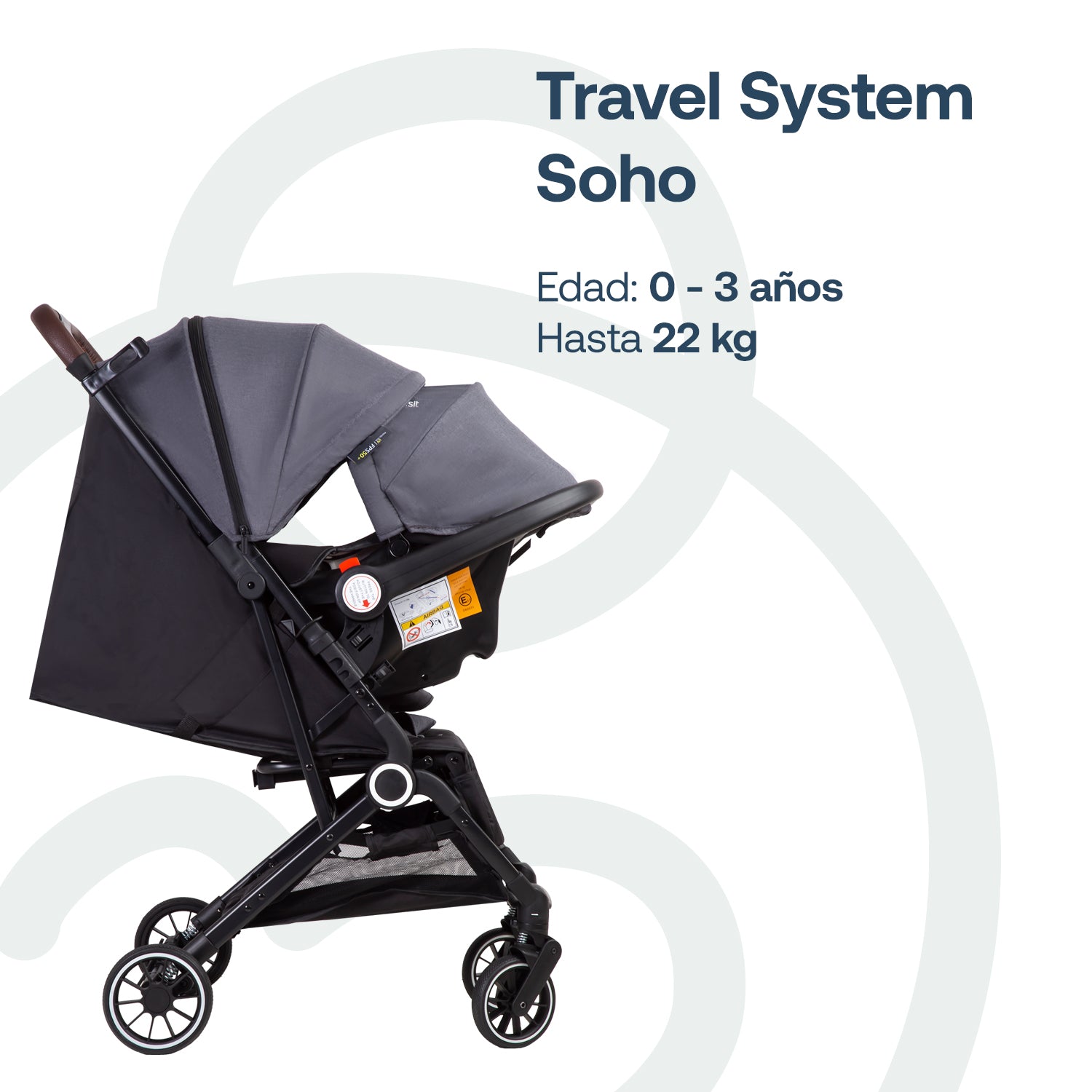 Coche Maleta Compacto Travel System Soho Gris Bebesit