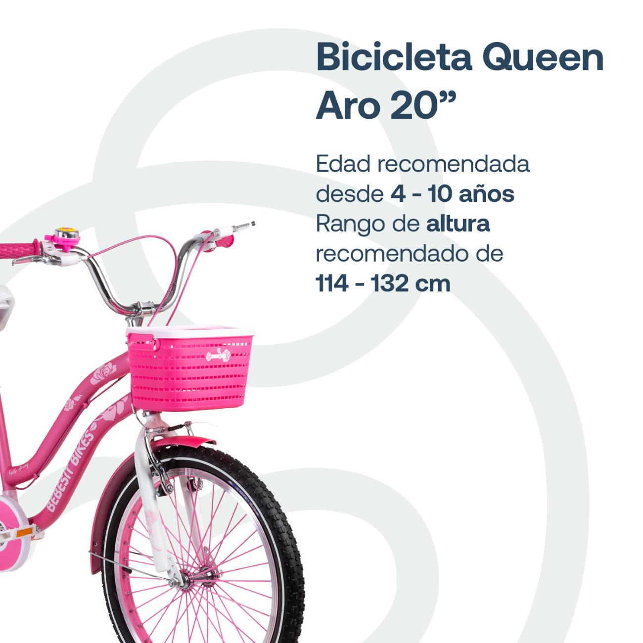 Bicicleta Infantil Queen Aro 20 Rosada