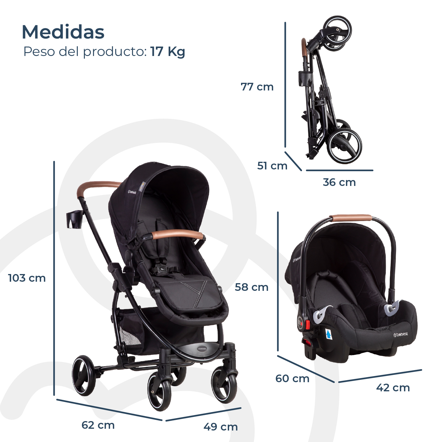 Coche Cuna travel system Alfa Nuevo Negro