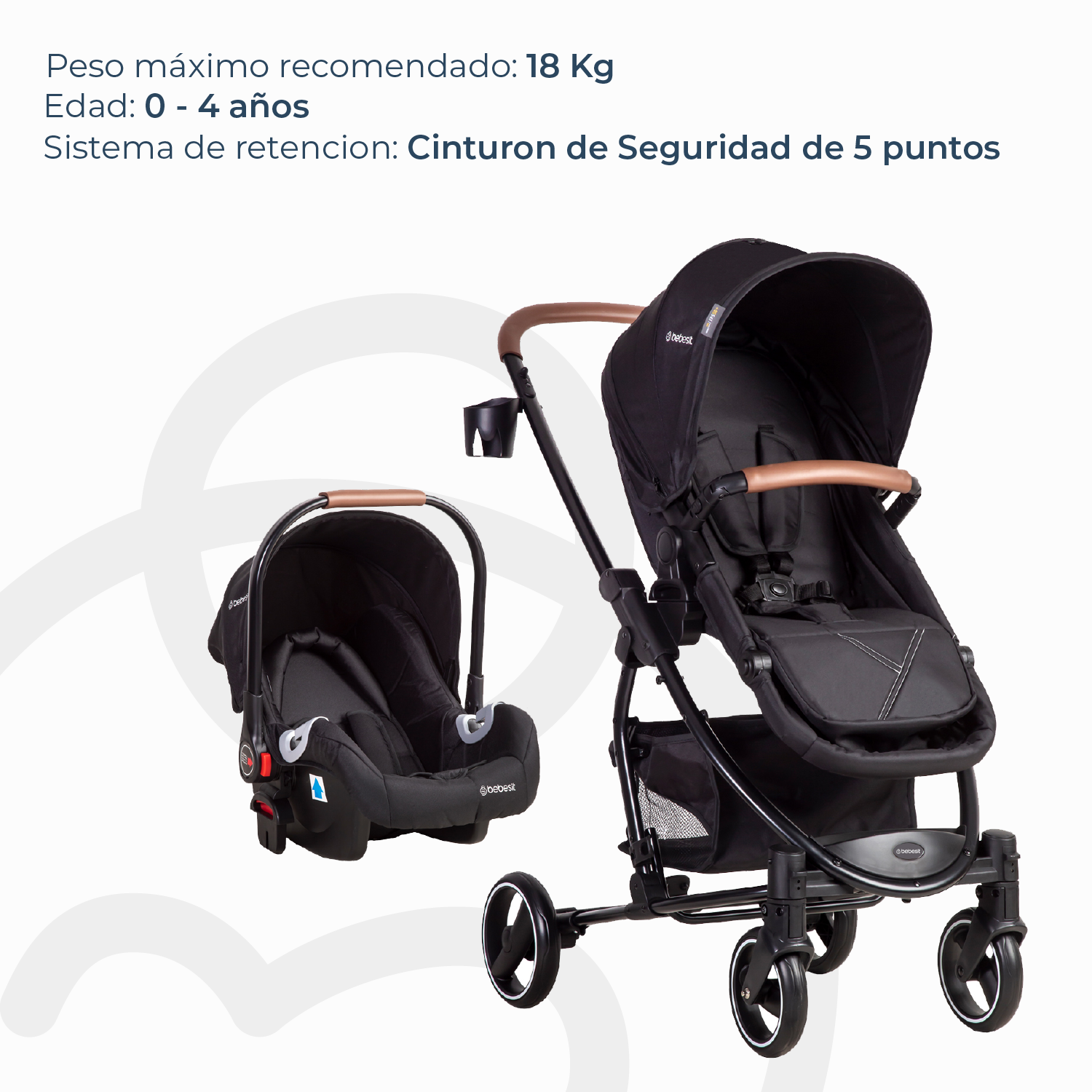 Coche Cuna travel system Alfa Nuevo Negro