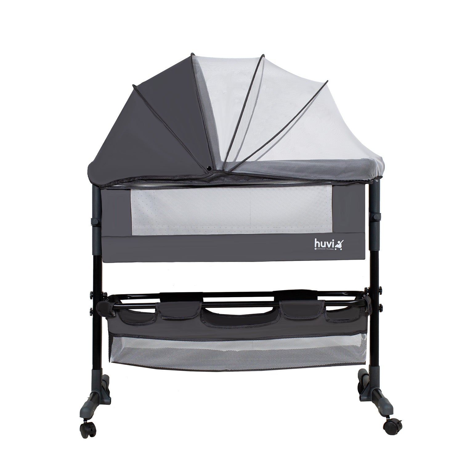 Cuna Colecho Cozy con Colchón Mosquitero y Canasto Negro Huvi