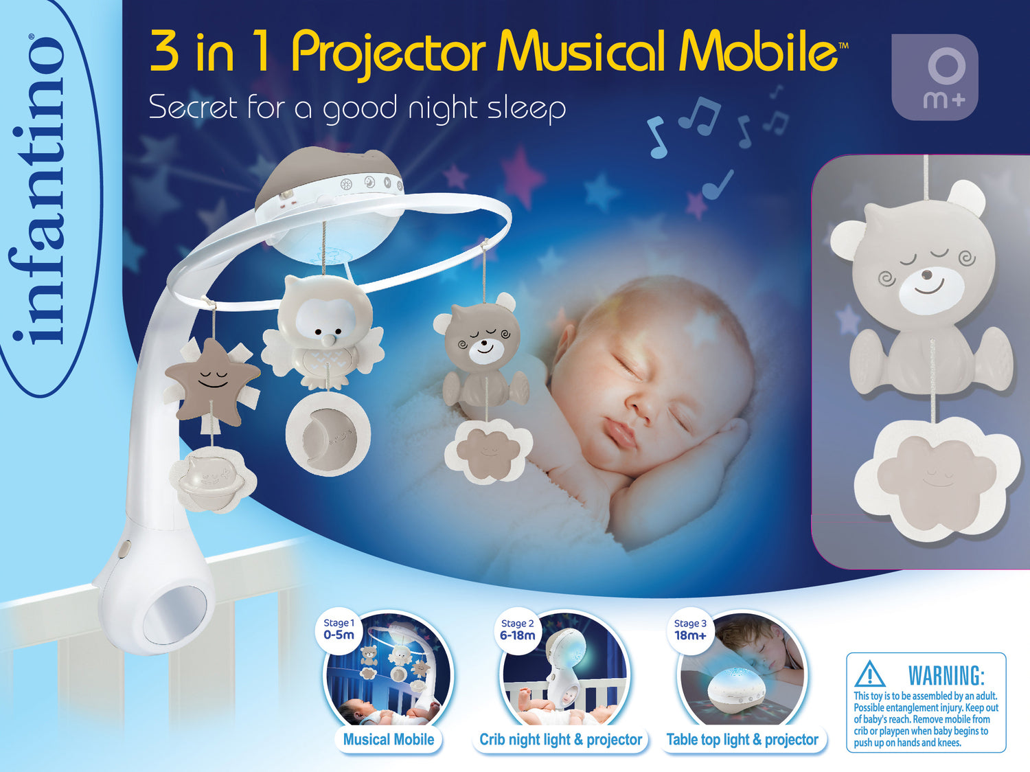 Proyector Musical 3 en 1 Azul Infantino
