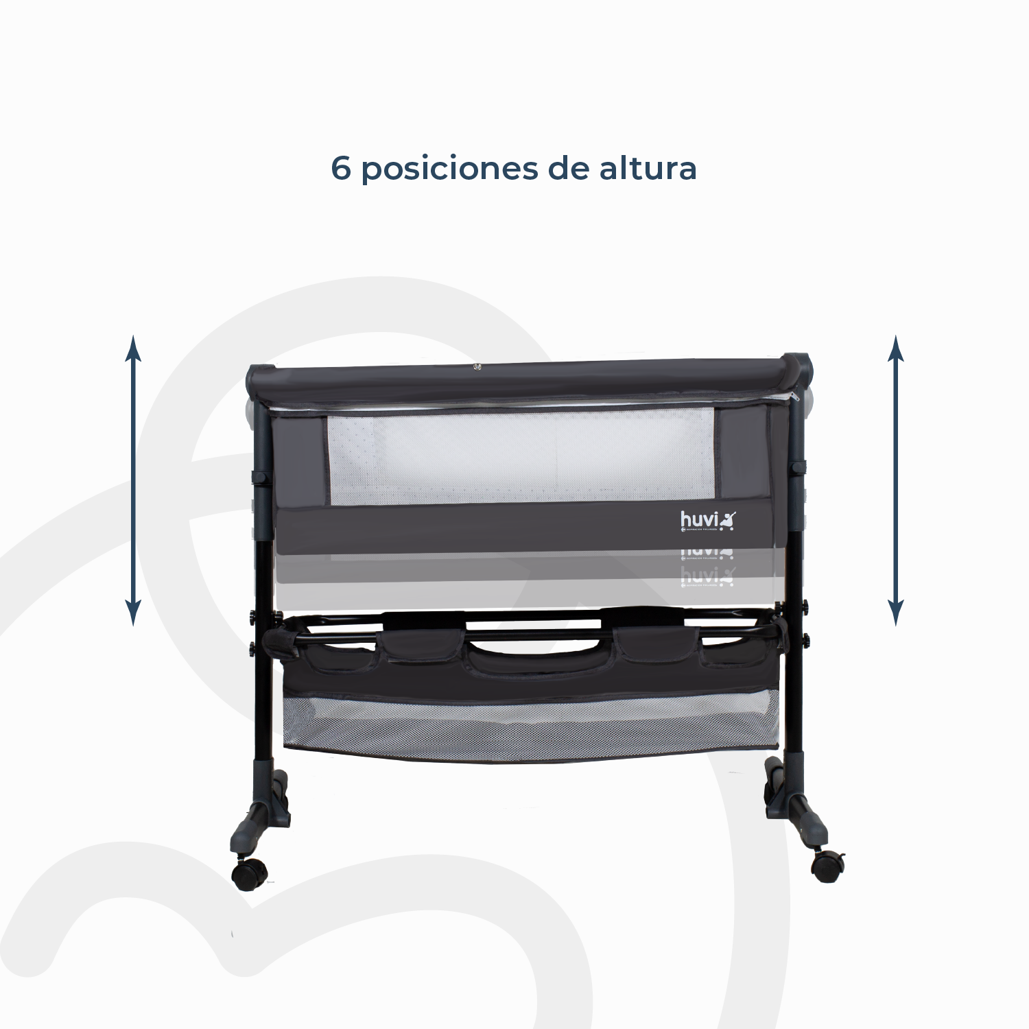 Cuna Colecho Cozy con Colchón Mosquitero y Canasto Negro Huvi