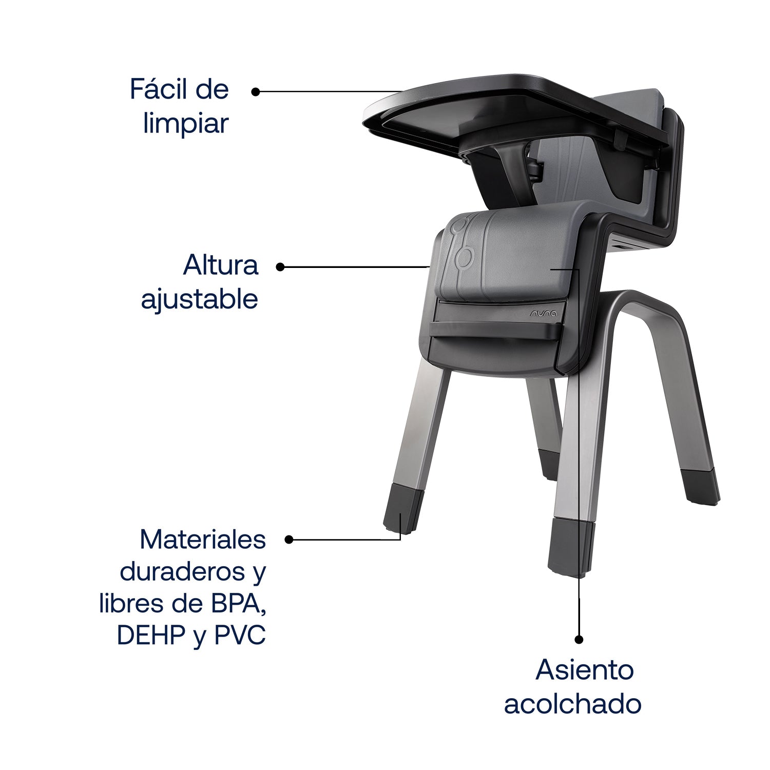 Silla de Comer Zaaz Pewter