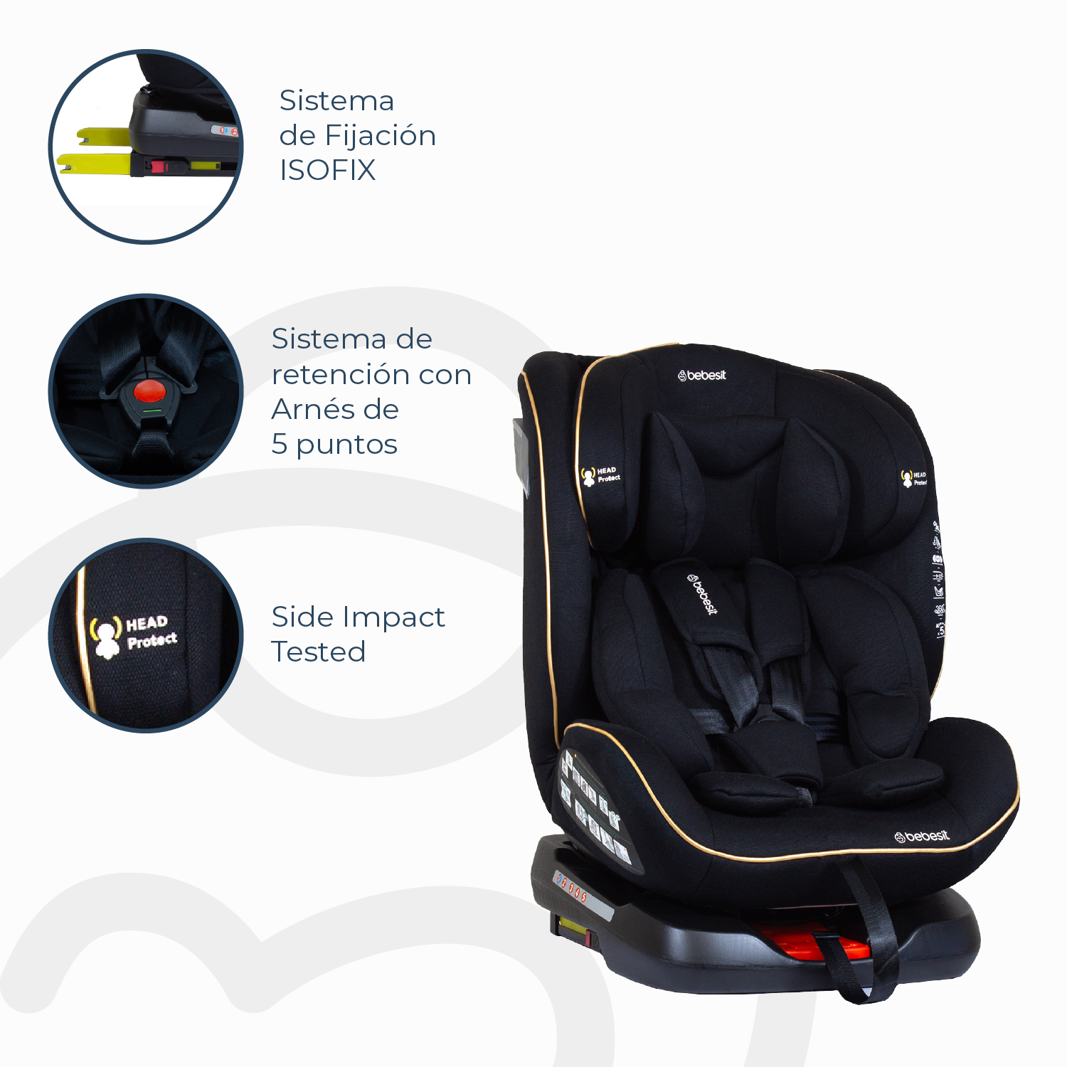 Silla de Auto Convertible Supra 360° Black Gold