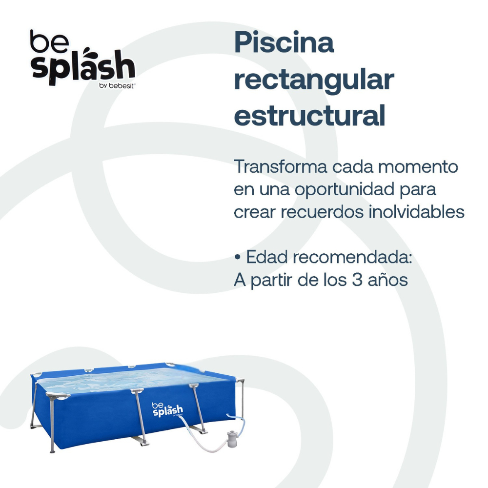 Piscina Estructural con Bomba y Cobertor 300x207x65cm BeSplash