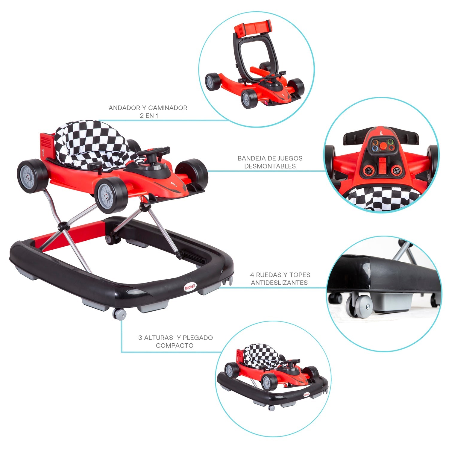 Andador y Caminador Seat & Walk Rosado