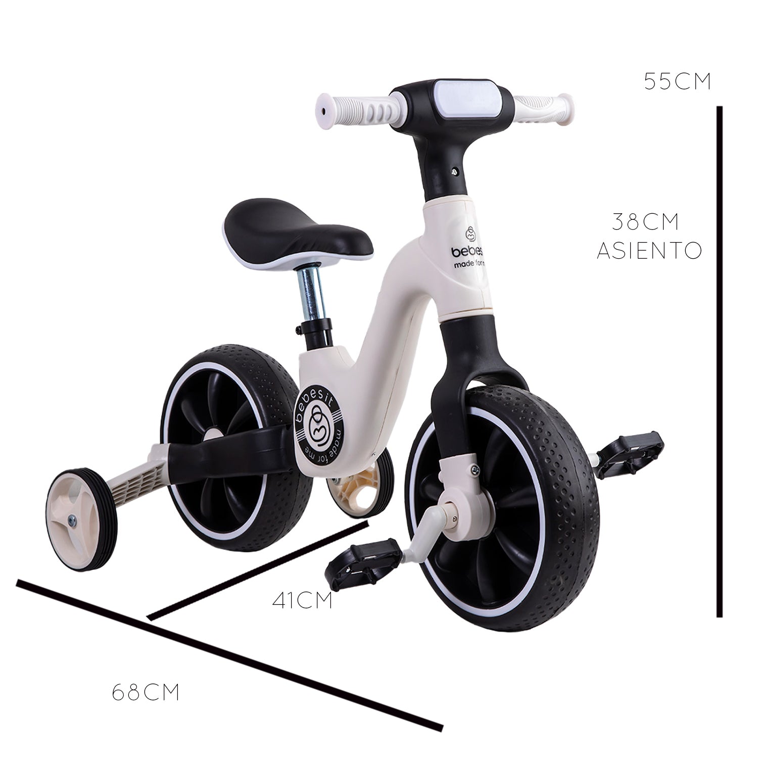 Triciclo Bicicleta Aprendizaje Pedales 2 en 1 XT05 Blanco