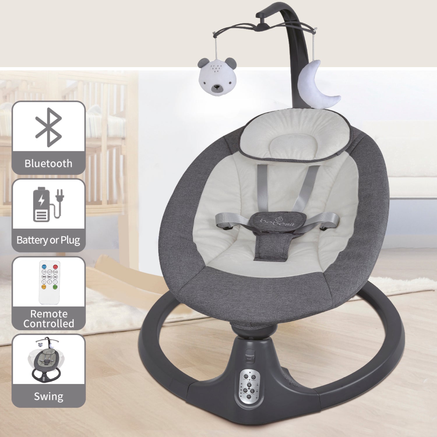 Silla Nido Baby Swing Gris