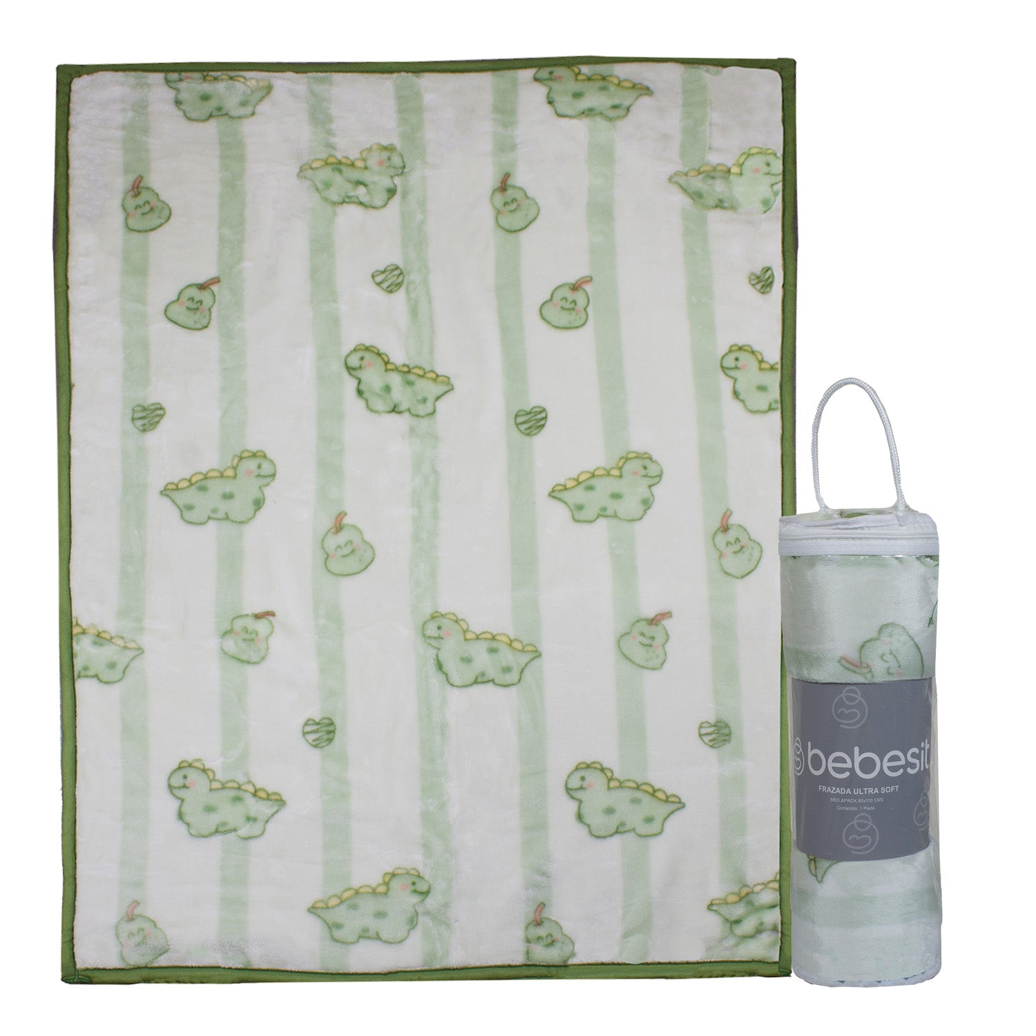 Frazada Ultra Soft Dino 80x110cm Verde Bebesit
