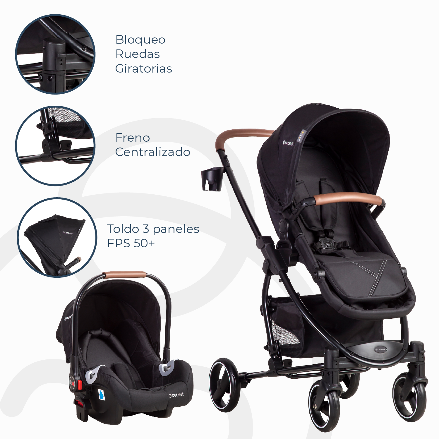 Coche Cuna travel system Alfa Nuevo Negro