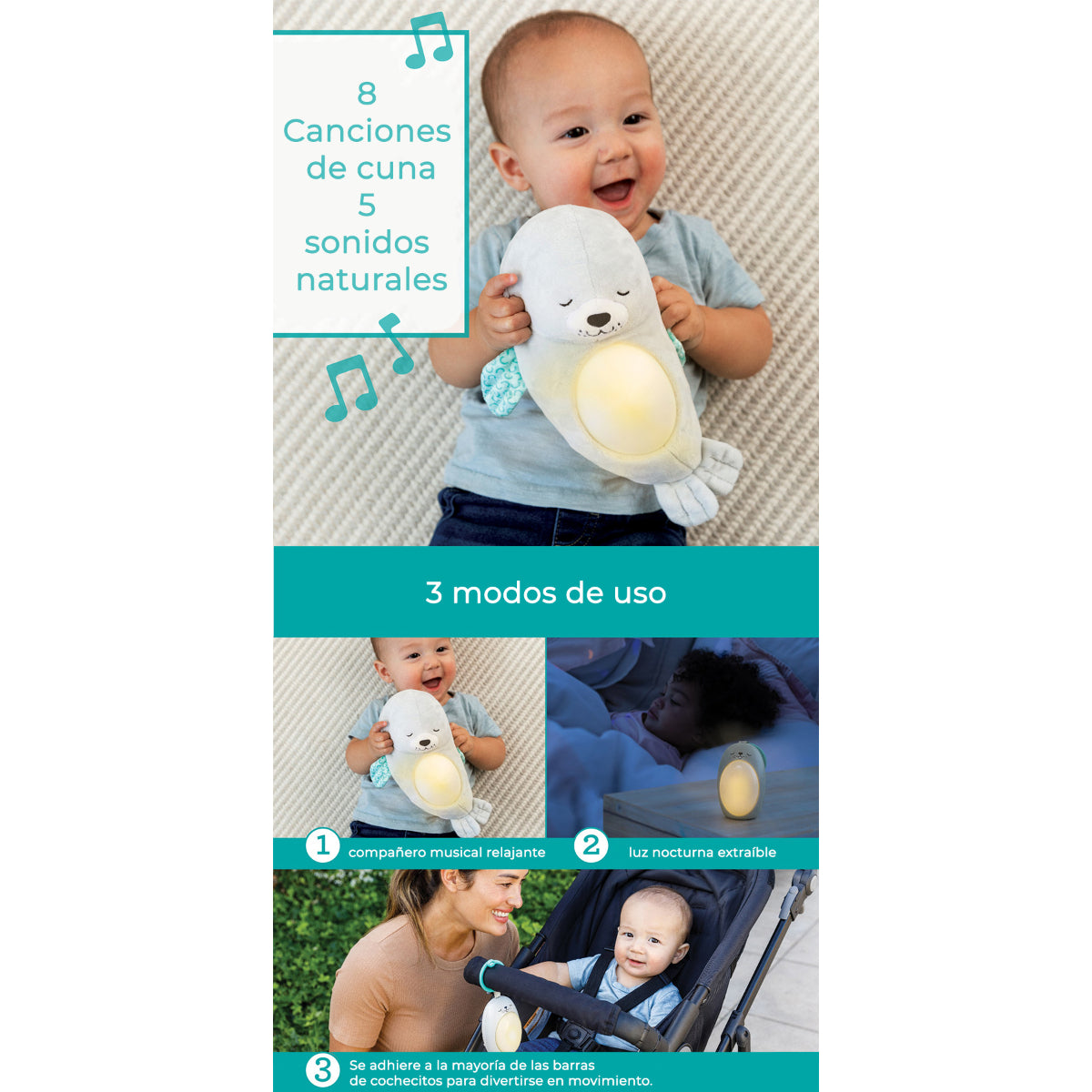 Peluche Snuggle Pal Sounds & Light Soother