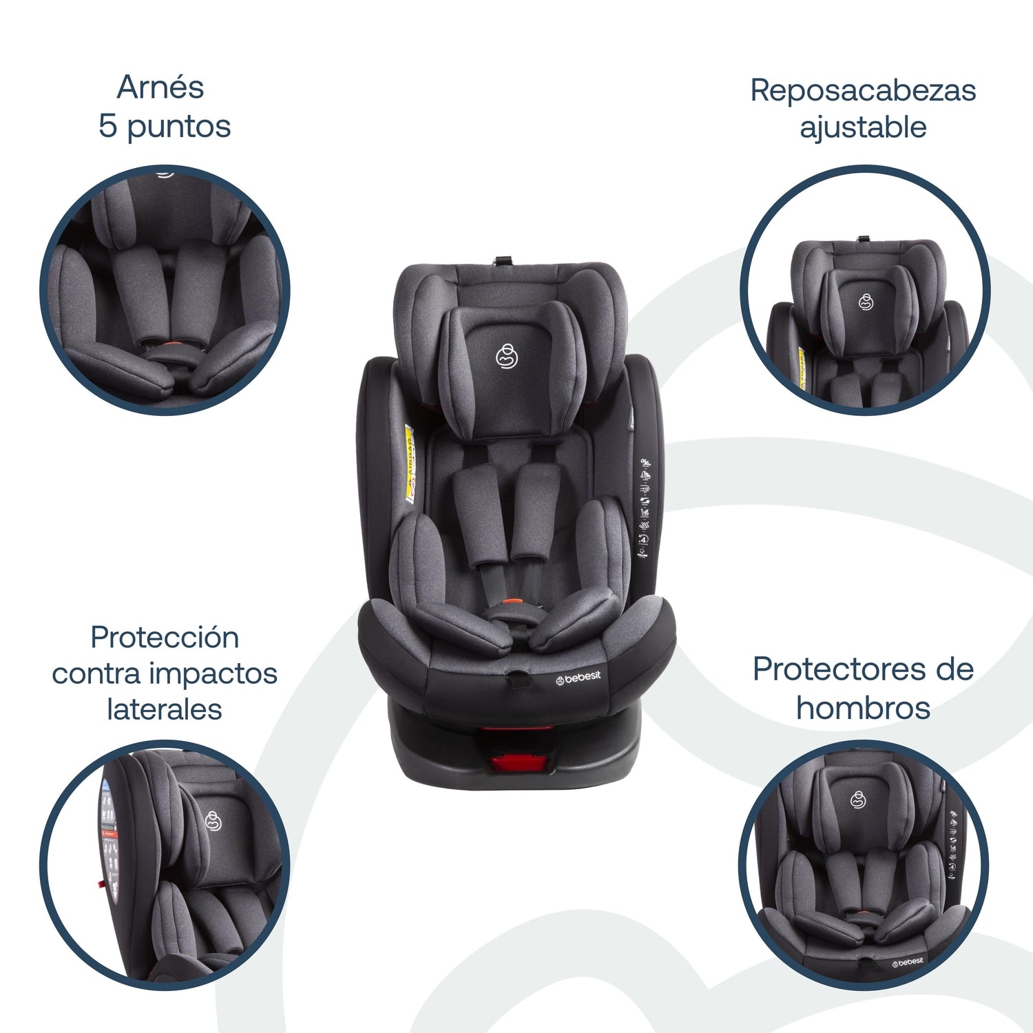 Silla de Auto Convertible 360° Isofix Saturn Gris