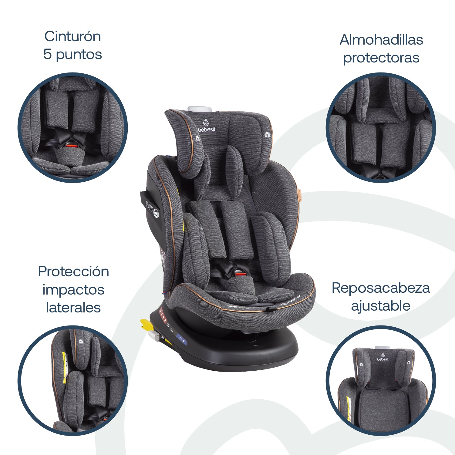 Silla de Auto Convertible Isofix Supra 360º Premium Gris